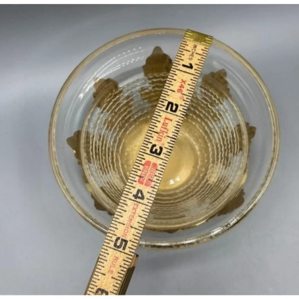 Vtg Candle Holder Gold Leaf‎ Glass Art Deco Votive or Floating Candle